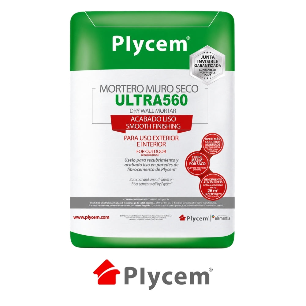 MORTERO PLYROCK ACABADO LISO ULTRA560 25KG 73785 PLYCEM