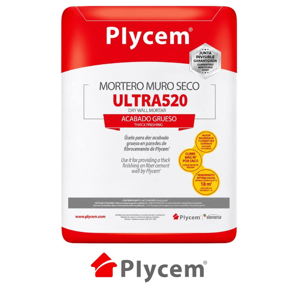 MORTERO PLYROCK ACABADO GRUESO ULTRA520 25KG 73784 PLYCEM