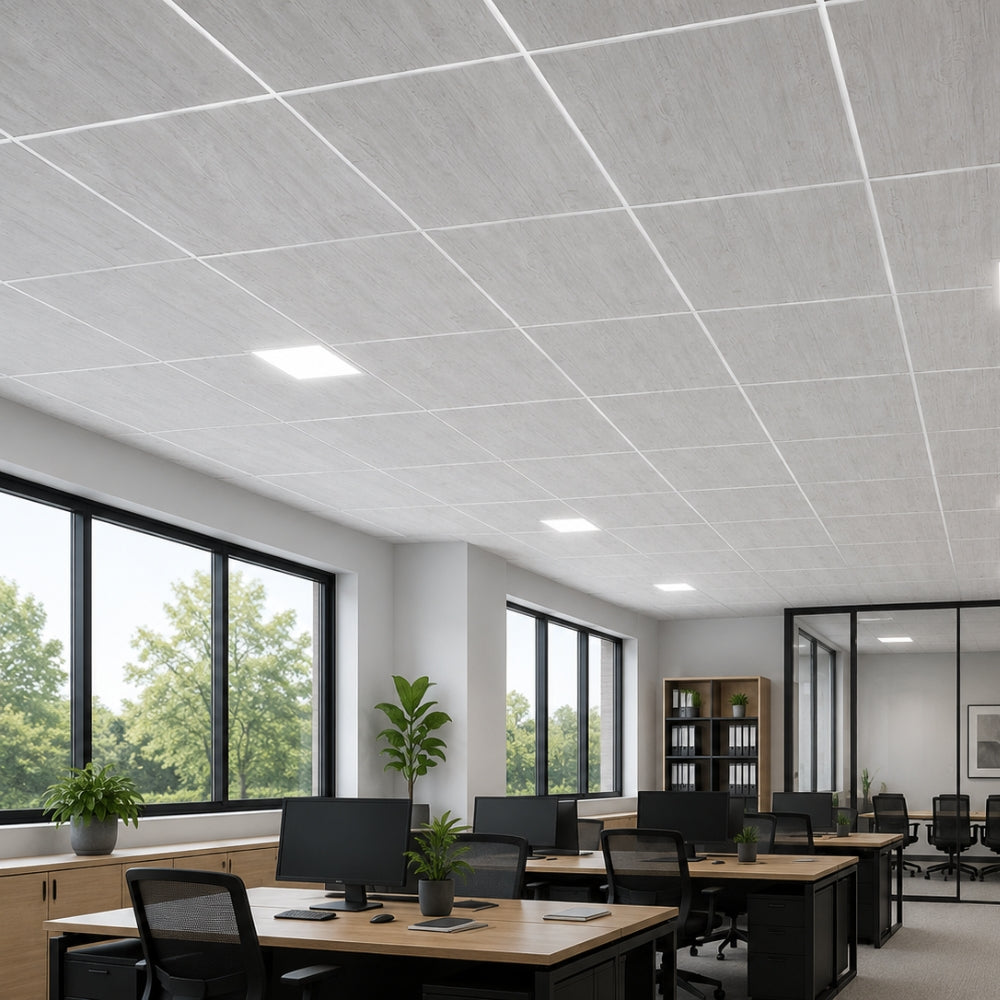 LAMINA CIELO RASO SUSPENDIDO PVC 60.3CM X 60.3CM COLOR GRIS ETEADO CLARO YS603-4