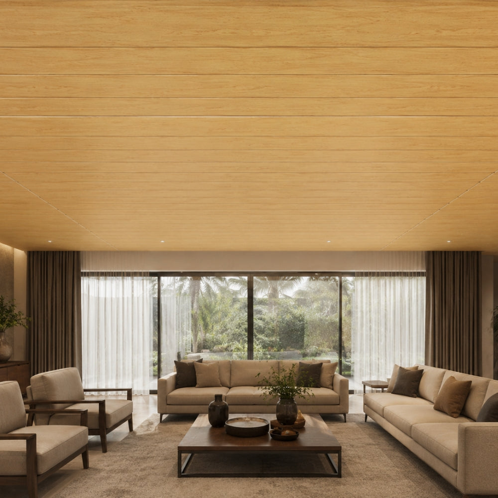CIELO RASO DE PVC CAOBA ORO CON DIVISION 7mm X 20cm X 5.9m (1.18m2) SKYLINE