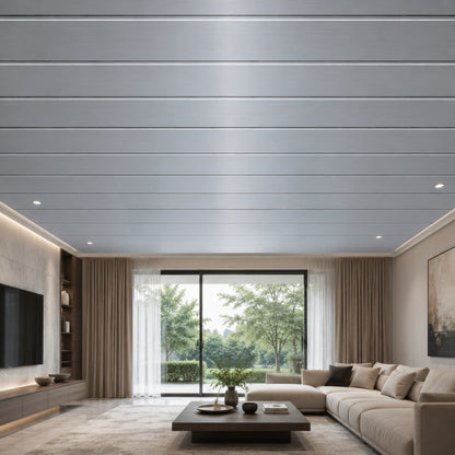 CIELO RASO DE PVC SILVER CON DIVISION 8mm X 20cm X 5.9m (1.18m2) SKYLINE