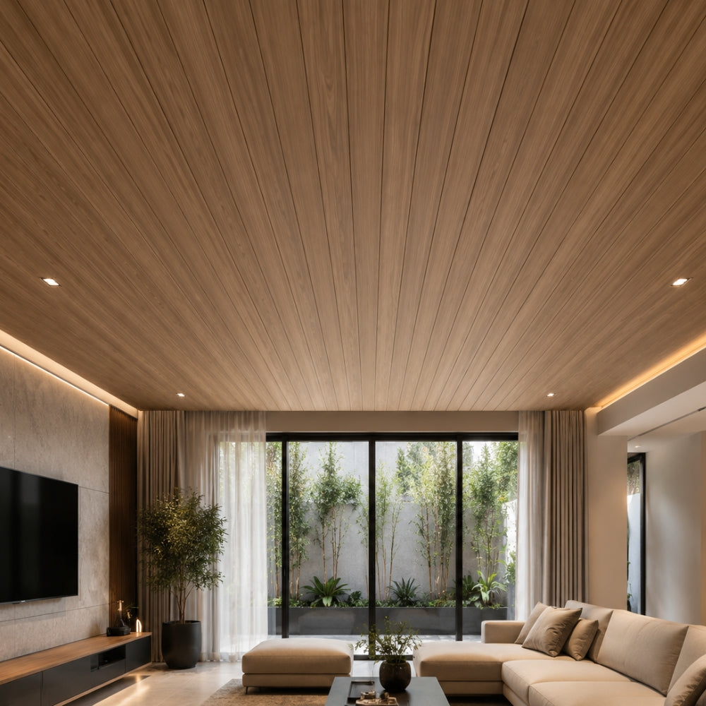 CIELO RASO DE PVC NOGAL CHAPADO  7MM X 20CM X 5.9M YS20-12