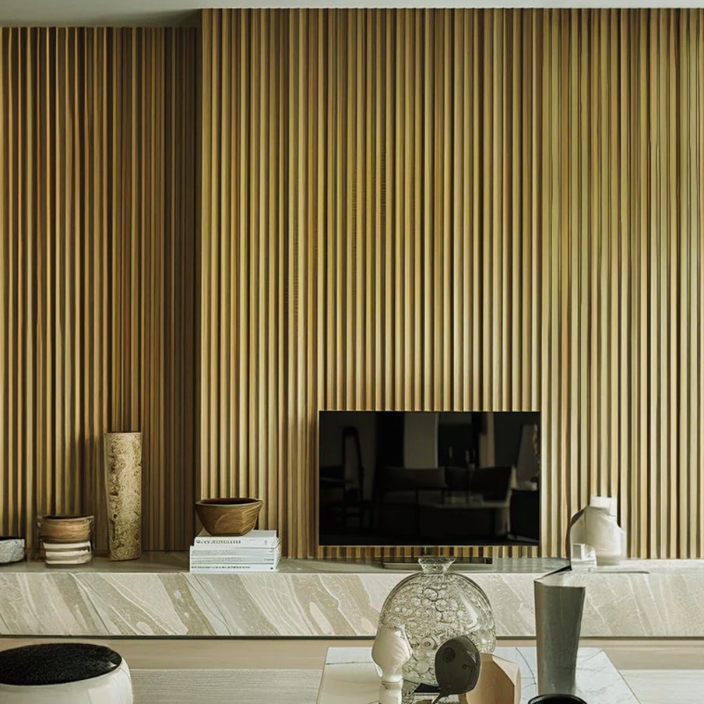 REVESTIMIENTO DE PARED DE WPC CHAMPAGNE  GOLD 168 X 2800 X 24MM 6.3KG/M2