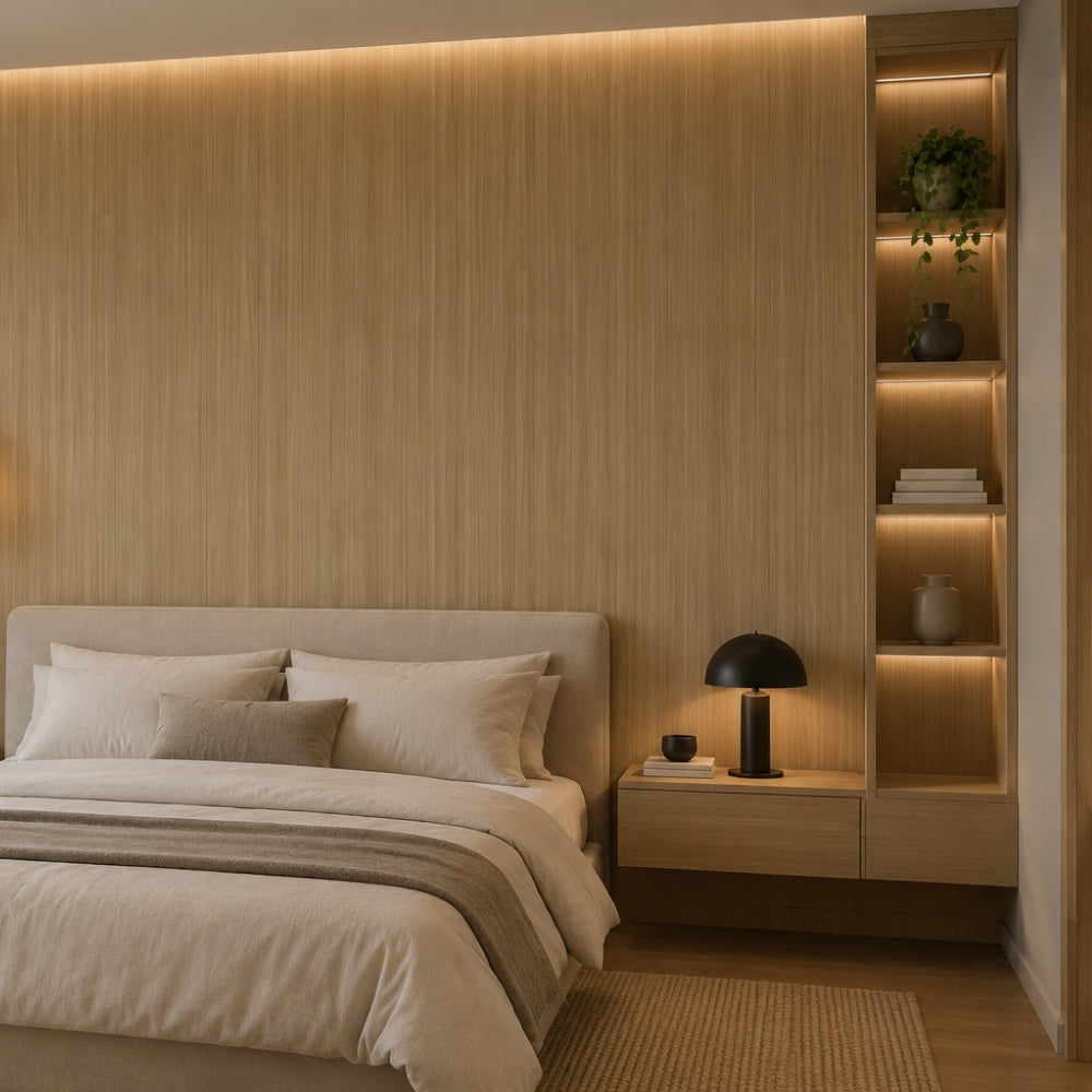 PANEL BAMBOO CHARCOAL WOOD VENEER - OAK WOOD 1.22 X 2.44 M X 8 MM