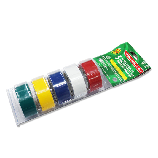 TAPE ELECTRICO 3/4 PULGADAS  X 12 PIES MULTICOLOR 5 PIEZAS  6SC DUCK