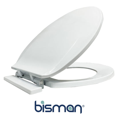 TAPA DE INODORO ELONGADO  CIERRE LENTO BLANCA 18 IN BISMAN