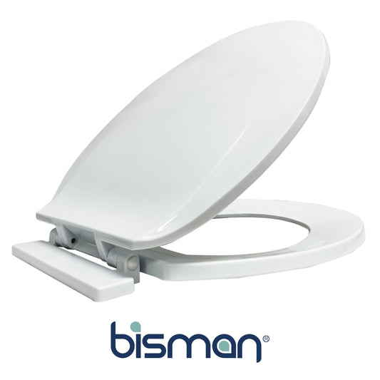 TAPA DE INODORO ELONGADO  CIERRE LENTO BLANCA 18 IN BISMAN
