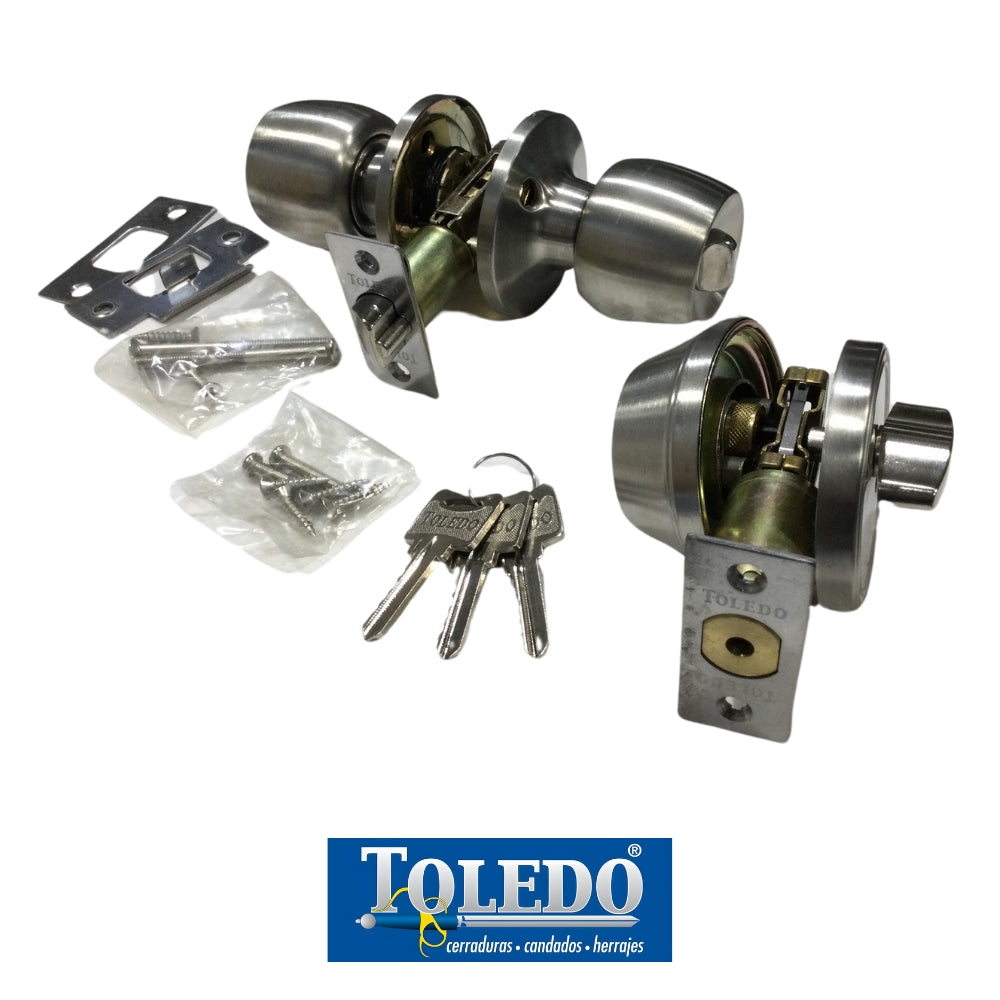CERRADURA TOLEDO COMBO MALAGA LLAVE / MARIPOSA ACERO INOXIDABLE