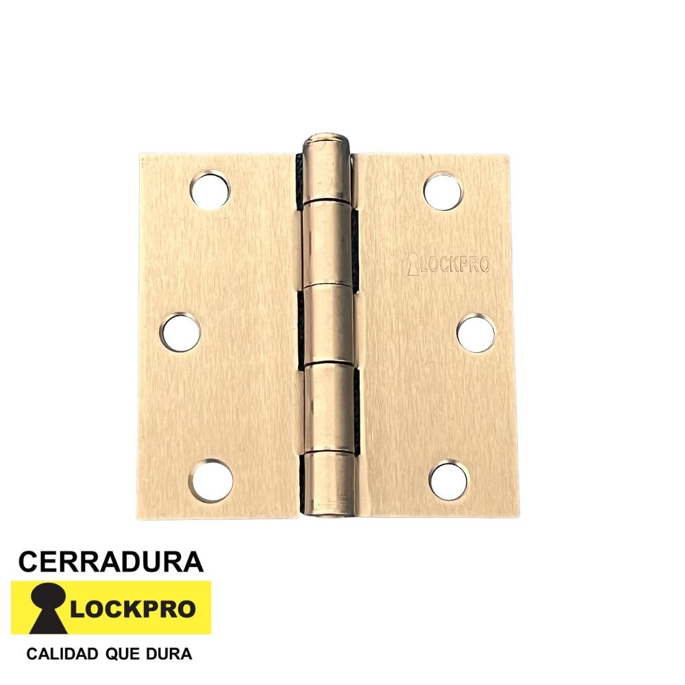 BISAGRA PLATEADA 3-1/2 PULGADAS X 3-1/2 PULGADAS PAR 2.0 MM ESPESOR LOCKPRO