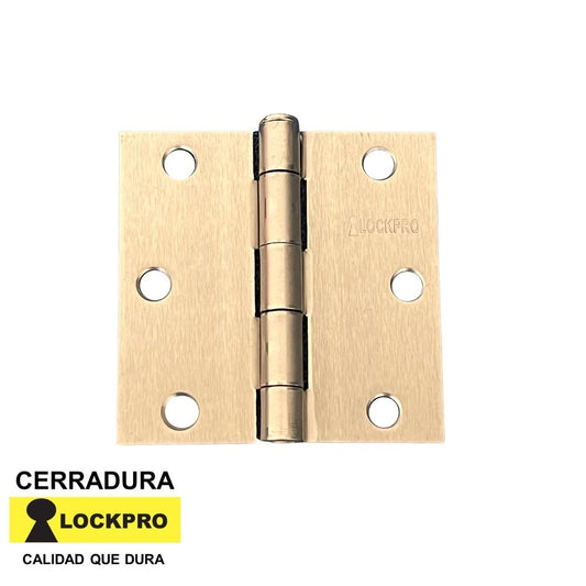 BISAGRA PLATEADA 3-1/2 PULGADAS X 3-1/2 PULGADAS PAR 2.0 MM ESPESOR LOCKPRO
