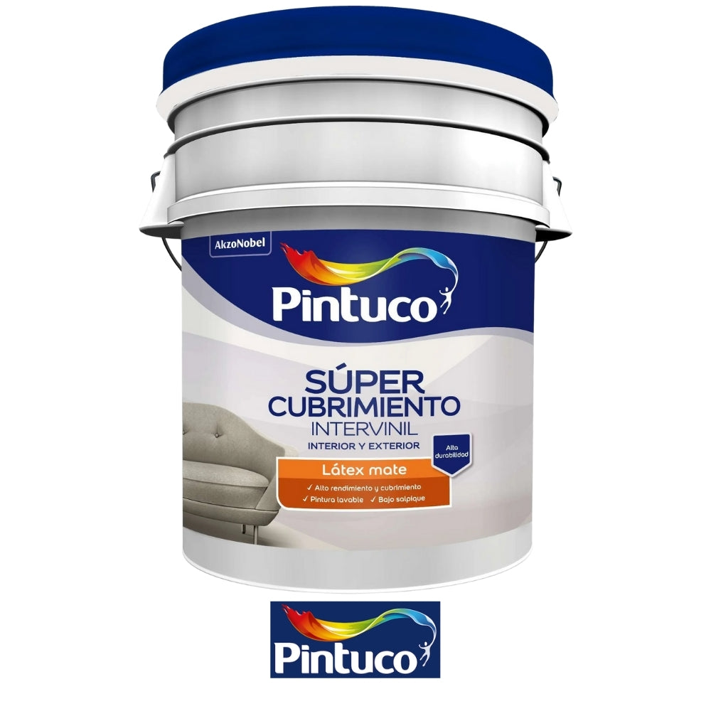 SUPER CUBRIMIENTO LATEX MATE BLANCO 5500 CANECA 5 GL (18.925L) 10376372 PINTUCO