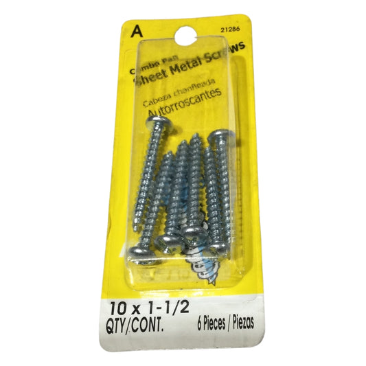TORNILLO PARA LAMINA COMBO PAN HEAD ZINCADO #10 x 1-1/2 PULGADAS