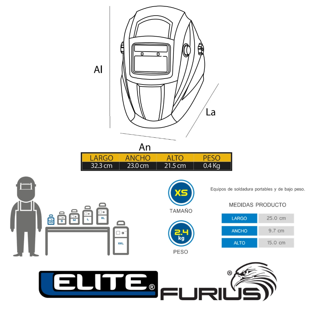 COMBO SOLDADOR ELITE ARC 140 MINI + CARETA FURIUS 23