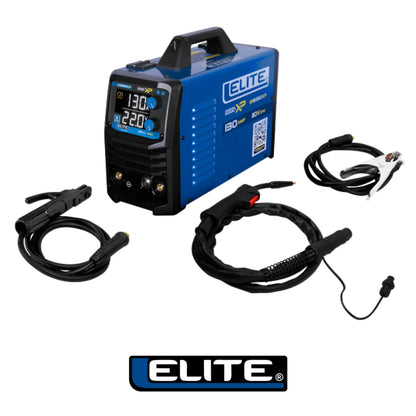 SOLDADOR INVERSOR MULTIPROCESO MPFLUX 130 FCAW SIN GAS / MMA / TIG LIFT ARC. 160A 110VAC CON PINZA MASA, PORTA ELECTRODO Y ANTORCHA FCAW