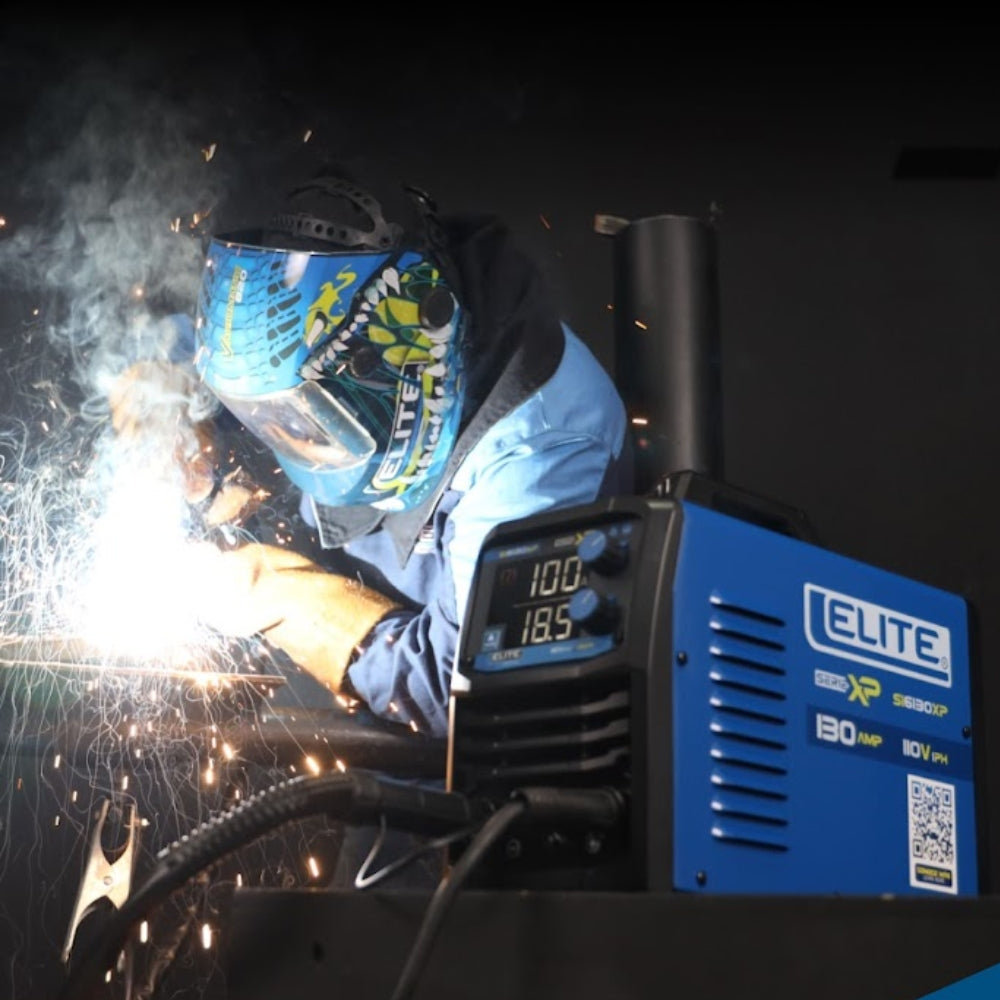 SOLDADOR INVERSOR MULTIPROCESO MPFLUX 130 FCAW SIN GAS / MMA / TIG LIFT ARC. 160A 110VAC CON PINZA MASA, PORTA ELECTRODO Y ANTORCHA FCAW