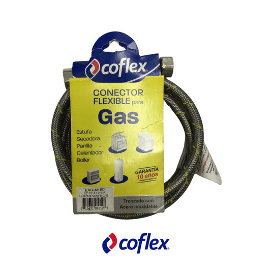 MANGUERA FLEXIBLE PARA GAS 1/2 PULGADAS FIP X 1/2 PULGADAS FIP X 150CM EAG-M150
