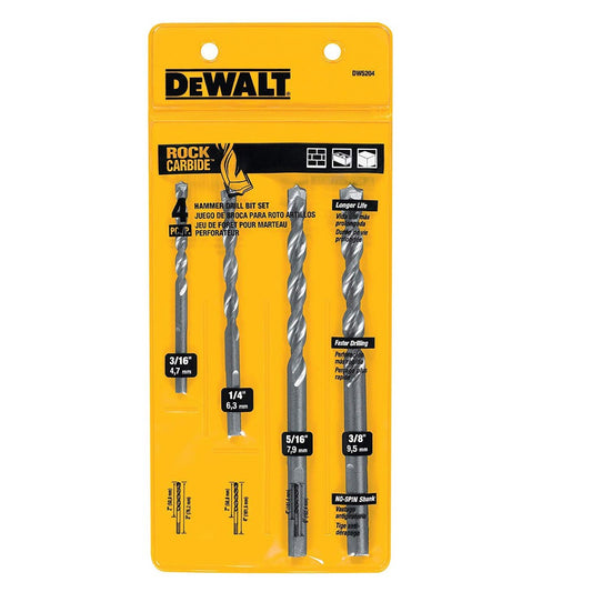 SET  DE BROCAS DE PERCUSION 4 PIEZAS  3/16-1/4 -5/16 -3/8  (DW5204 Y ) DEWALT