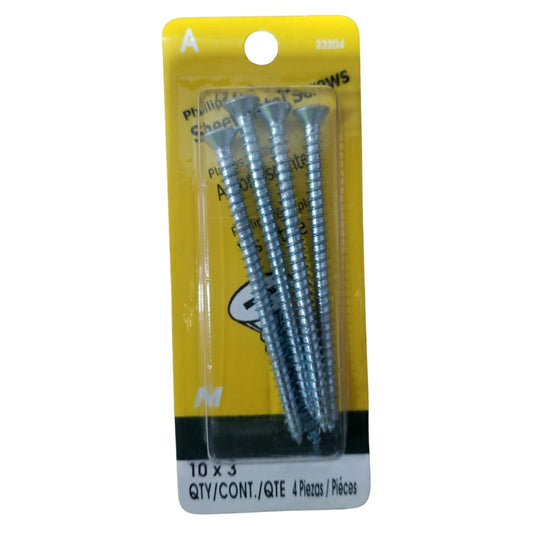 TORNILLO PARA LAMINA ZINCADO CAB PLANA PHILLIPS #10 x 3 PULGADAS