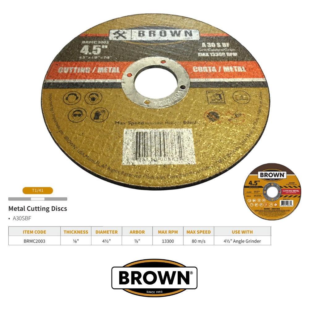 DISCO DE CORTE DE METAL FLAT 4.5 IN  X 1/8 X 5/8 IN