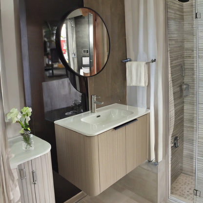 MUEBLE DE BAÑO DE PVC CON LAVAMANO Y GRIFERIA ESSENCE 80X46.5X50 CM INCLUYE ESPEJO 60X60 CM CAP117-80 GLG