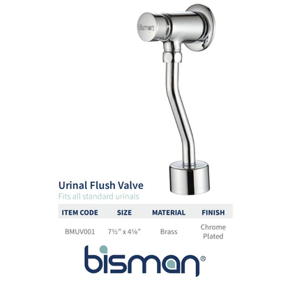 FLUXOMETRO PARA URINAL BMUV001 7-1/2 X 4-1/8 IN BRASS CHROME PLATED