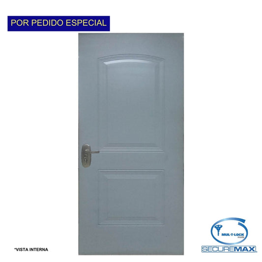 PUERTA DE SEGURIDAD 2 PANELES CON MARCO 3 PIES X 7 PIES GRIS IZQUIERDA CON CERRADURA PLATEADA SECUREMAX