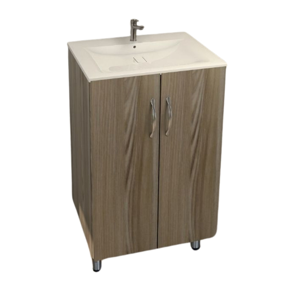 MUEBLE DE BANO CON LAVAMANOS Y GRIFERIA 2 PUERTAS 0.51*0.41*0.86 M COLOR MADERA 6645-9 MOD. YKL-V001 RH