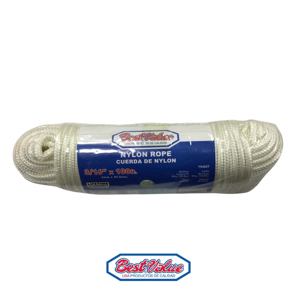 SOGA DE NYLON TRENZADA 3/16 PULGADAS X 100'