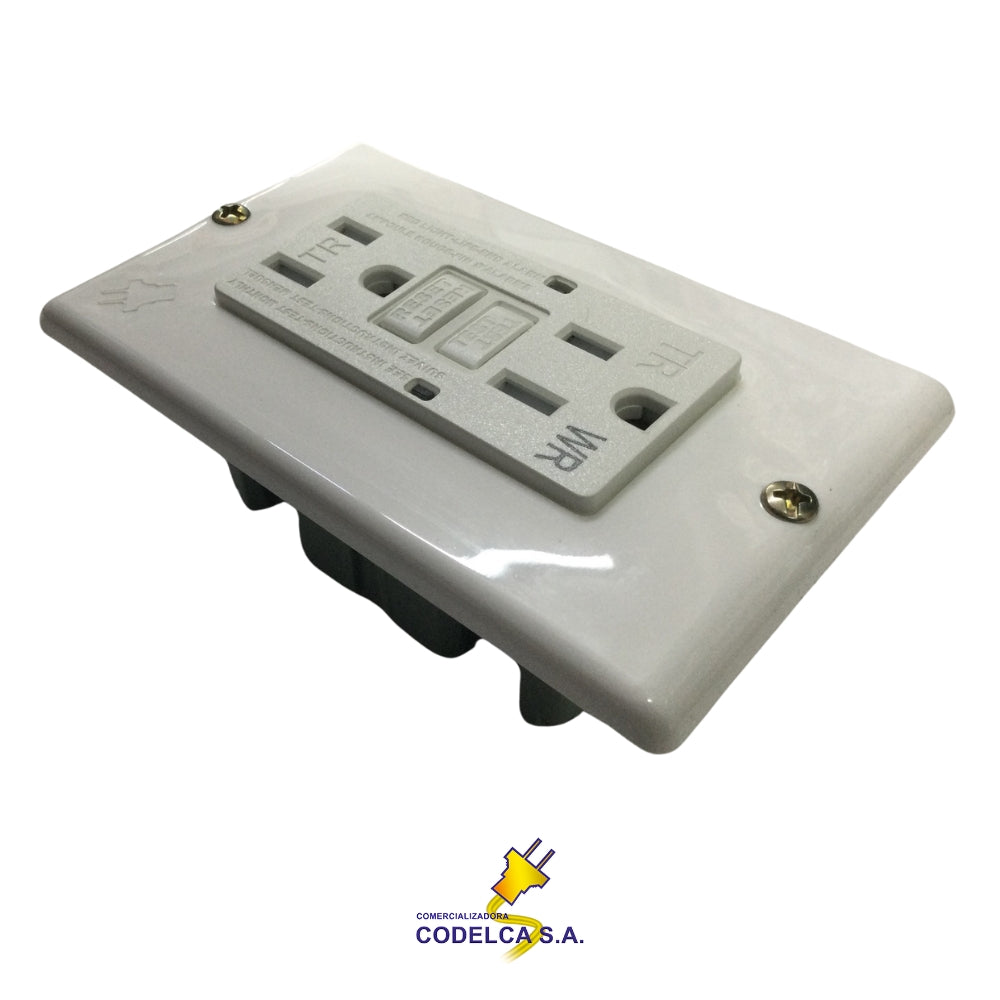 TOMACORRIENTE DOBLE GFCI 15A/125V NEMA 5-15R