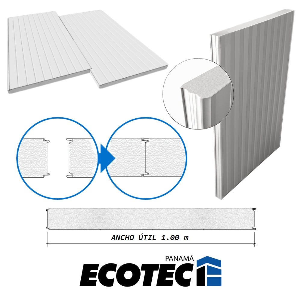 ISOPANEL (PARED/SECRET FIX FACHADA) 100MM COLOR B/B D=12 KG/M3
