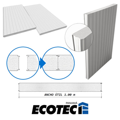 ISOPANEL (PARED/SECRET FIX FACHADA) 100MM COLOR B/B D=12 KG/M3