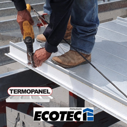 TERMOPANEL (TECHO) 75MM X 1MTS ANCHO COLOR MAGALUM/BLANCO D=15 KG/M3 #24