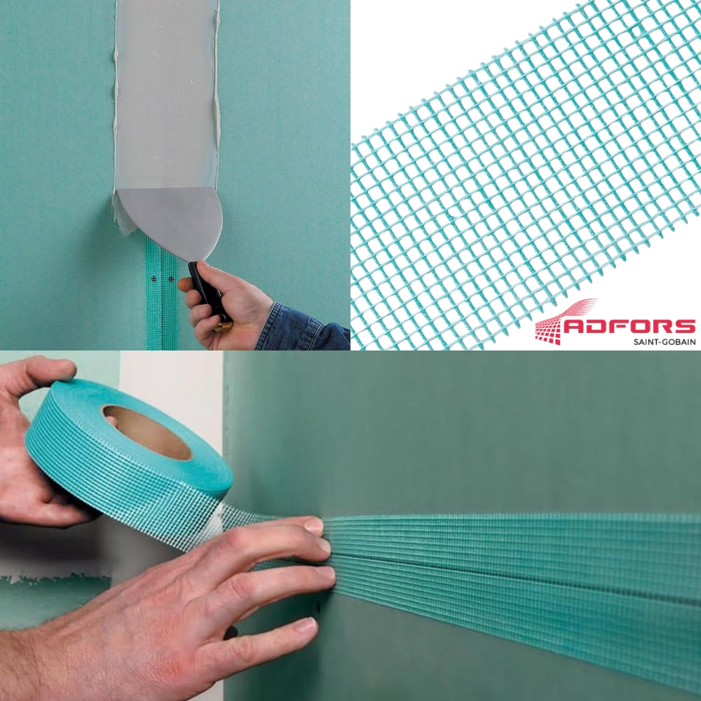 CINTA AUTO ADHESIVA DE FIBERGLASS 1-7/8 IN X 300' VERDE PARA GYPSUM FIBA TAPE