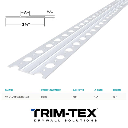 PERFIL ENTRECALLE 1/2 (1.27CM)  EIFS/FACHADA DE 10 PIES 1553