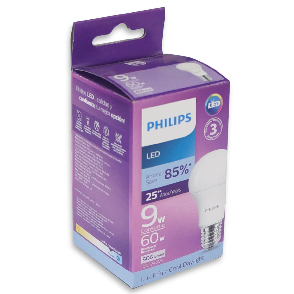 BOMBILLOS LED 9-60 WATTS E27 6500K 100-240 VOLTIOS A19 PHILLIPS