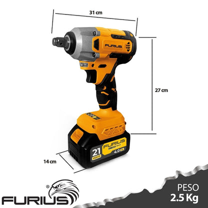 LLAVE DE IMPACTO INALAMBRICA FURIUS 1/2" (13mm) 21V 420 NM 2 BATERIAS 4AH
