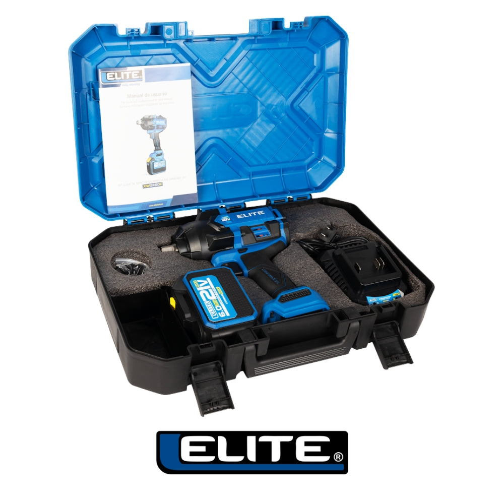 KIT LLAVE DE IMPACTO INALÁMBRICA 21V SIN ESCOBILLAS CUADRANTE 3/4 IN 1500W 1800Nm 2200BPM INCLUYE 1 BATERÍA 6AH, CARGADOR