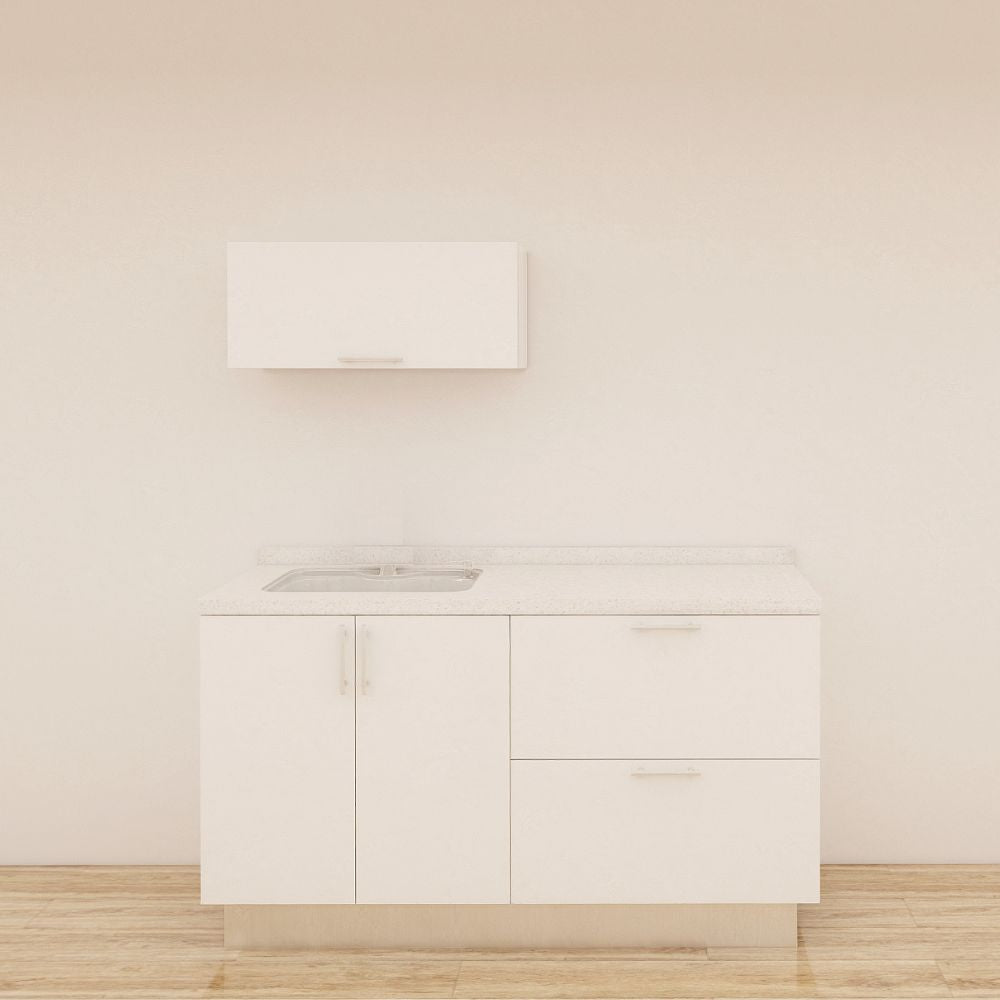 MUEBLE DE COCINA CON FREGADOR Y GABINETE AEREOS COLOR BLANCO YKL-CG-05/TH2242 IZQUIERDO 1.60M