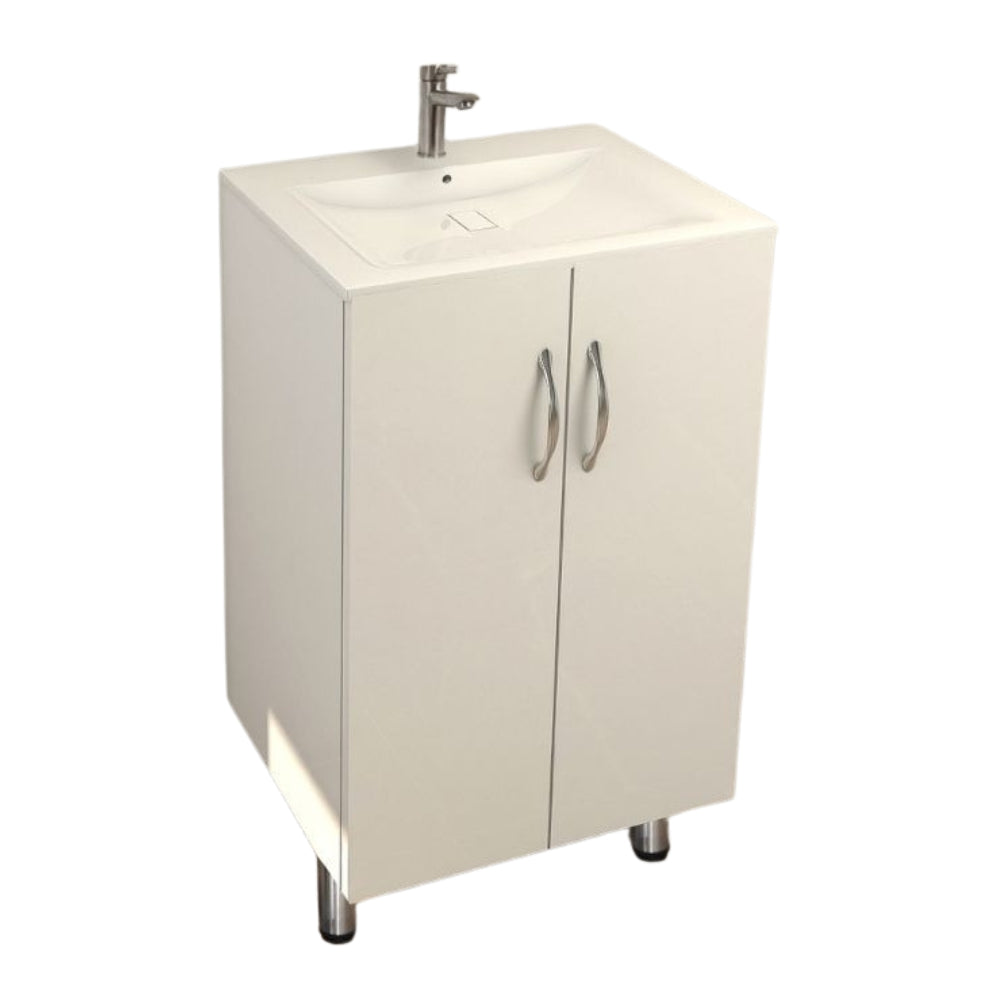 MUEBLE DE BANO CON LAVAMANOS Y GRIFERIA 2 PUERTAS 0.51*0.41*0.86 M COLOR BLANCO FB18011 MOD. YKL-V001 RH
