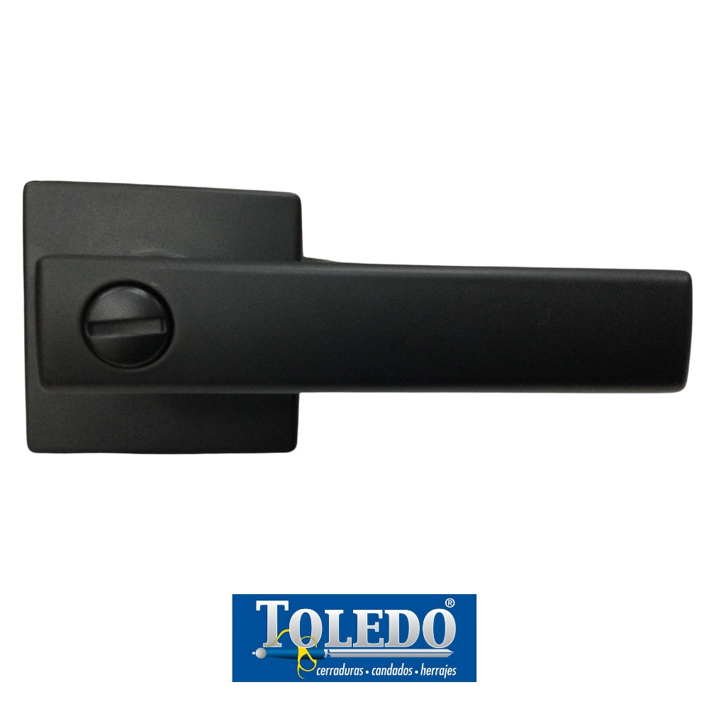 CERRADURA LEVER MODELO LUGO BOTÓN (BAÑO) ACABADO NEGRO