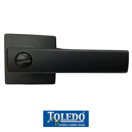 CERRADURA LEVER MODELO LUGO BOTÓN (BAÑO) ACABADO NEGRO
