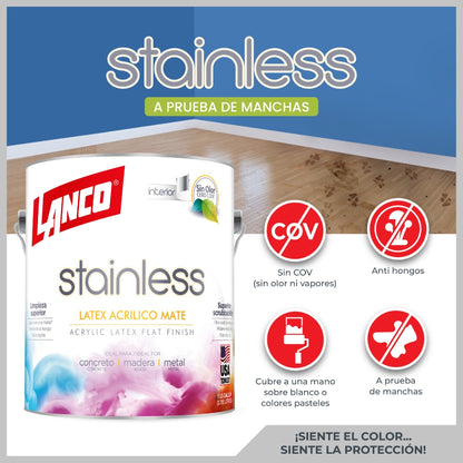 PINTURA PARED INTERIOR STAINLESS MATE LIBRE DE OLOR BLANCO GLN OF374-4 LANCO