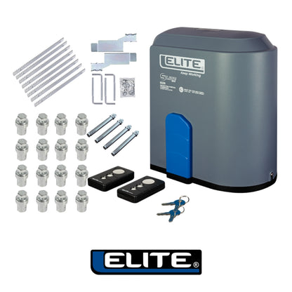 MOTOR CORREDIZO PARA PUERTAS DE 800KG USO RESIDENCIAL INCLUYE 2 CONTROLES REMOTOS Y 4 METROS DE CREMALLERA 110V ELITE