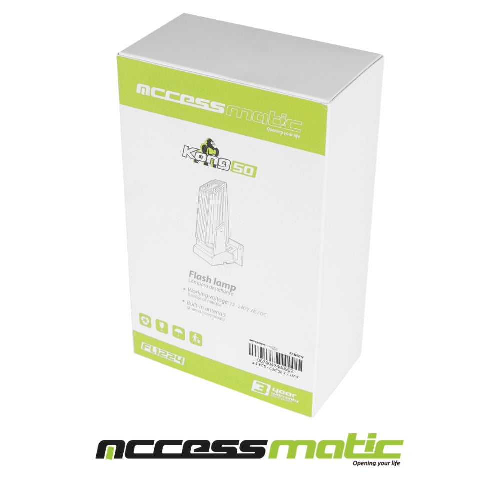 LÁMPARA DESTELLANTE 12-240V AC/DC. NARANJA CON LUZ BLANCA