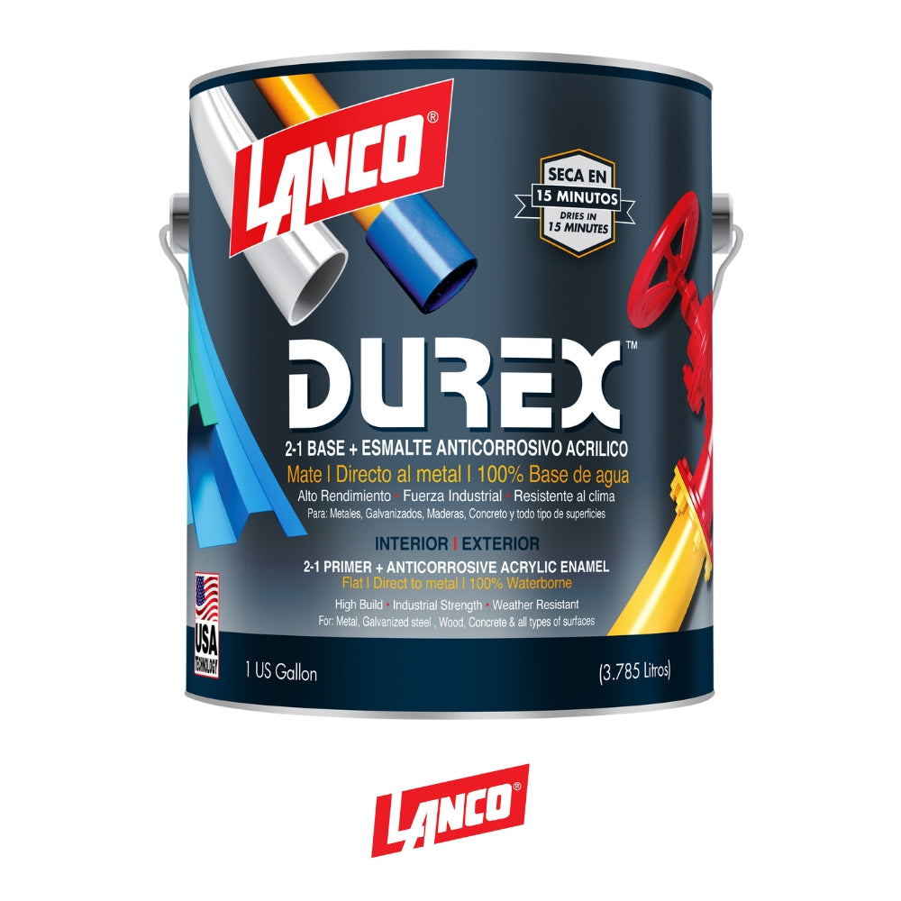 PINTURA DE ESMALTE ANTICORROSIVO DUREX BLANCO MATE GAL DE736-4 LANCO