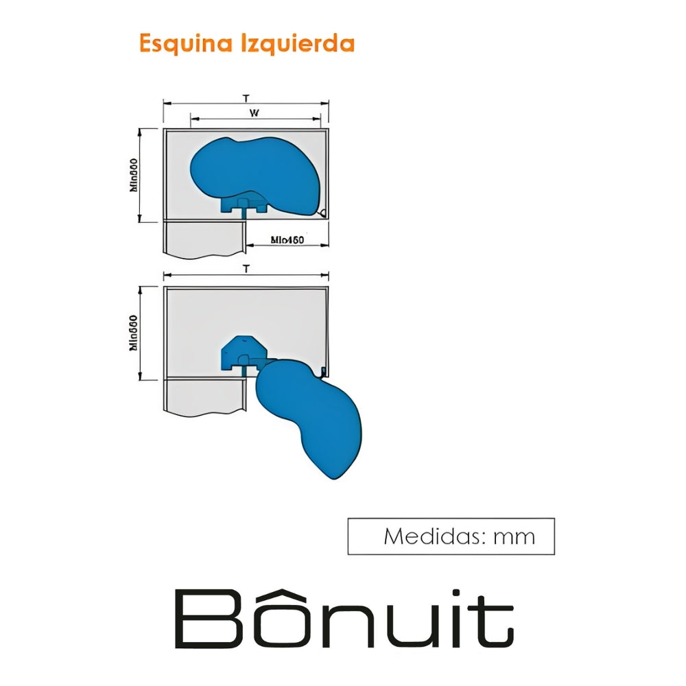 ESQUINA MAGICA IZQ. MOD 900MM GRIS ANTRACITE