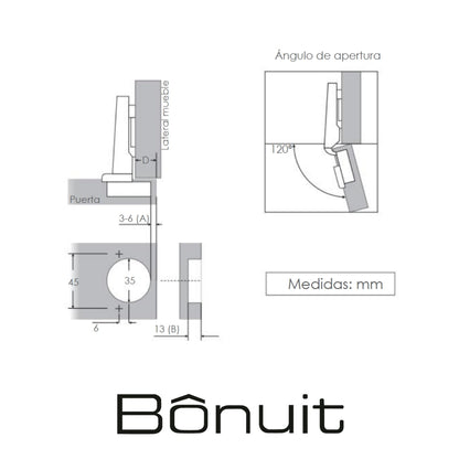 BISAGRA 685 DE 120° PARA BONUIT FOLD ST