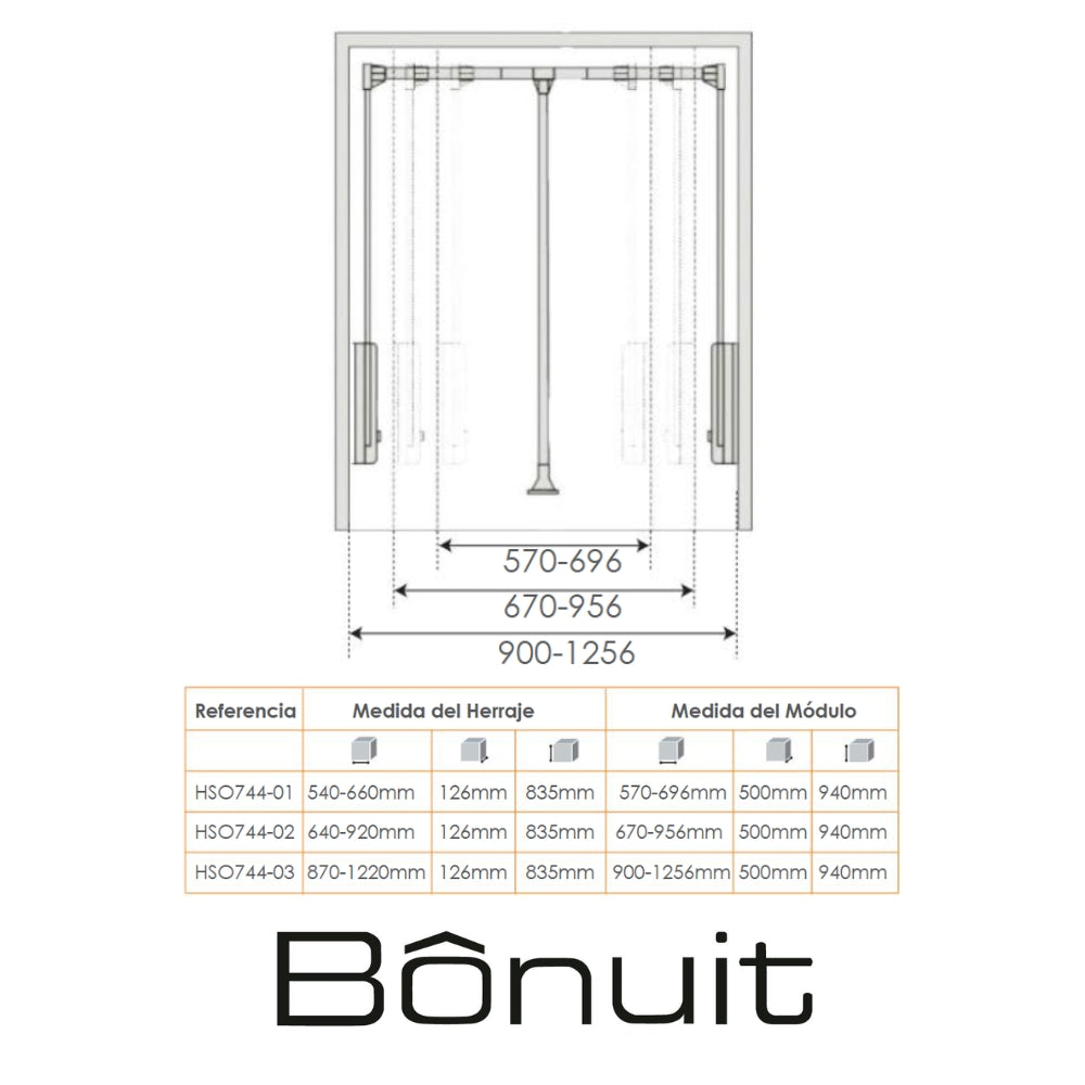 ELEVADOR PARA CLOSET 54-66CM