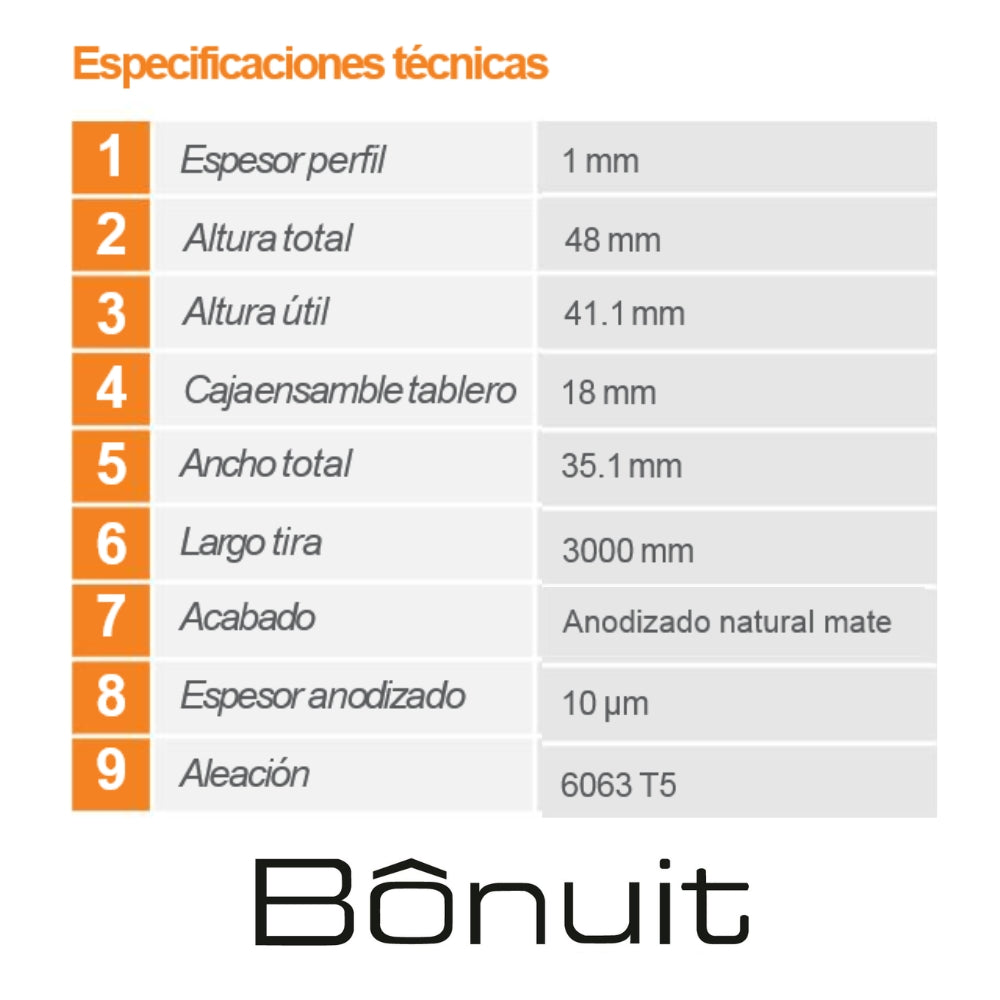 PERFIL GOLA VERTICAL LATERAL X 3M