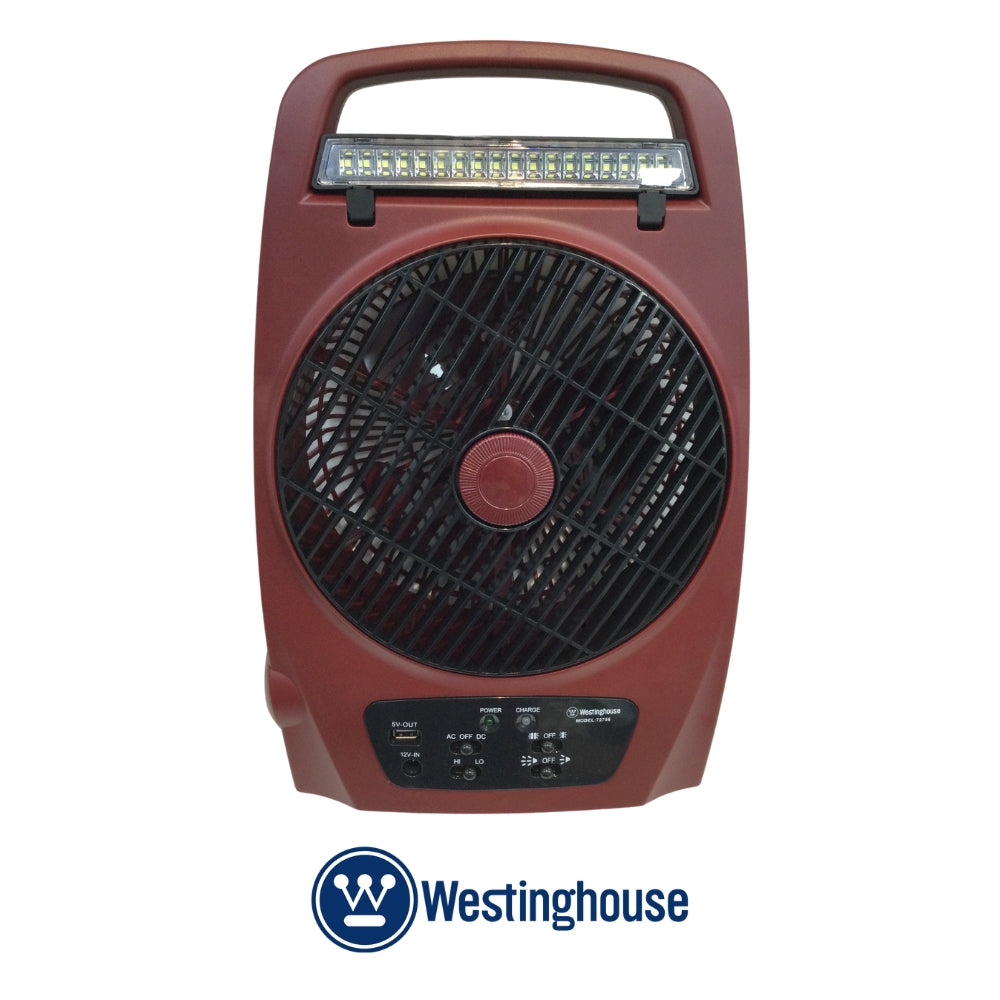 ABANICO RECARGABLE 8" 24W CON LUZ COLOR ROJO
